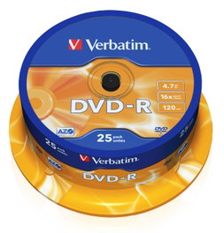 Verbatim DVD-R 4,7GB 16x Tarrina de 25 unidades Plata mate